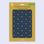 Premium Gift Wrap &amp;amp; 2 Tags <br /> Navy &amp;amp; Gold image