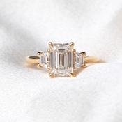 ANIKA | Emerald Cut 3 Stone Lab Grown Diamond Engagement Ring in 18ct Gold image