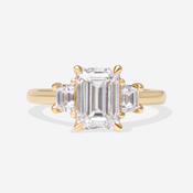 ANIKA | Emerald Cut 3 Stone Lab Grown Diamond Engagement Ring in 18ct Gold image