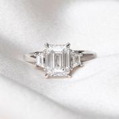 ANIKA | Emerald Cut 3 Stone Lab Grown Diamond Engagement Ring in Platinum image