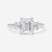 ANIKA | Emerald Cut 3 Stone Lab Grown Diamond Engagement Ring in Platinum image