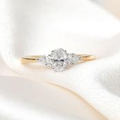 ARES | Oval 3-Stone Natural Diamond Engagement Ring in 18ct Gold