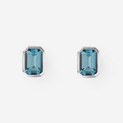 Art Deco | London Blue Topaz Earrings in 9ct White Gold image