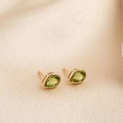 Art Deco Pear Peridot Earrings | 9ct Gold