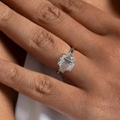 ASTRID 3.50ct | Emerald Cut 3 stone Lab Grown Diamond Engagement Ring in Platinum