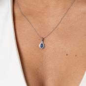 Azul Sapphire &amp; Diamond Halo Necklace | 18ct White Gold