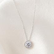 Beaded Halo Necklace | 9ct White Gold
