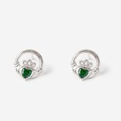 Claddagh Green Earrings | Sterling Silver