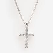 Natural Diamond Cross Necklace | 9ct White Gold