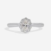 ETAIN 0.50ct | Oval Halo Natural Diamond Engagement Ring in Platinum image