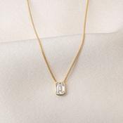 FREDA | Emerald Cut Lab Grown Diamond Necklace in 9ct Gold