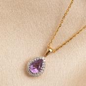 Gaiety | Amethyst &amp; Diamond Necklace in 9ct Gold