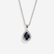 Gaiety | Sapphire &amp; Diamond Halo Necklace 9ct White Gold