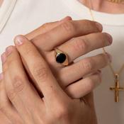 Gents Oval Onyx Signet Ring | 9ct Gold image