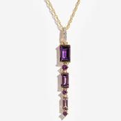 Gradient Amethyst &amp; Diamond Necklace | 9ct Gold