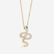 Green Eyed Snake Natural Diamond Necklace | 9ct Gold image