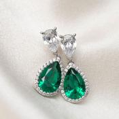 Green Pear Drop Earrings | Sterling Silver