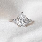 IKARIA 2.50ct | Pear 3-Stone Lab Grown Diamond Engagement Ring in Platinum image