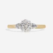 KAI 0.60ct | Oval 3-Stone Natural Diamond Engagement Ring in 18ct Gold