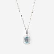 LAGOON | Aquamarine &amp; Diamond Necklace in 9ct White Gold image
