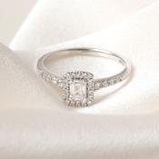 LUNA 0.50ct | Emerald Cut Halo Diamond Engagement Ring in 18ct White Gold image