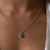 Lush Diamond &amp; Emerald Necklace | 9ct White Gold