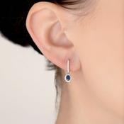 Maida Sapphire Drop Diamond Earrings | 18ct White Gold image