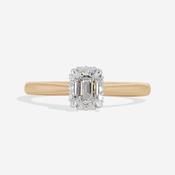 QUINCY 0.58ct | Emerald Cut Halo Natural Diamond Engagement Ring in 18ct Gold image