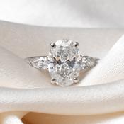 RHODES 3.40ct | Oval 3-Stone Lab Grown Diamond Engagement Ring in Platinum image
