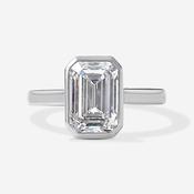 ROBYN 3ct | Emerald Cut Bezel Set Lab Grown Diamond Engagement Ring Platinum