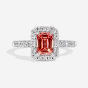 ROMANCE 1.37ct | Emerald Cut Pink Lab Grown Diamond Engagement Ring in Platinum image