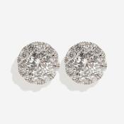 Round Halo Natural Diamond Earrings - 0.75ct | 18ct White Gold image