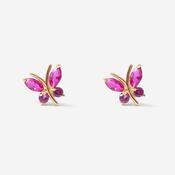 Ruby CZ Butterfly | 9ct Gold Studs