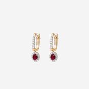 Ruby &amp; Diamond Drop Earrings | 9ct Gold