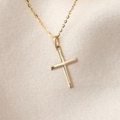 Small Flat Cross &amp; Chain | 9ct Gold