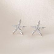 Sparkling Starfish Earrings | Sterling Silver with CZ