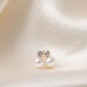 Sparkly Pearl Stud Earrings | 9ct Gold