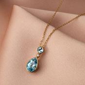 Swiss Blue Topaz &amp; Diamond Necklace | 9ct Gold