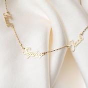 Triple Name Necklace Petite Font | 9ct Gold image