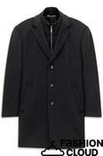 BUGATT1 WOOL/MIX COAT WITH  INLAY NAVY