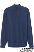 BUGATTI COTTON CASHMERE  HALF ZIP INDIGO