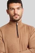 BUGATTI COTTON/CASHMERE HALF ZIP CAMEL