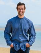 Civilian Linen Grandfather Shirt Ink Blue image