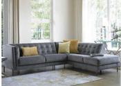 Velvet Right Hand Grey Corner Sofa image