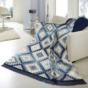 Biederlack Ikat Diamond Cotton Rich Blanket | Blue B7716 image