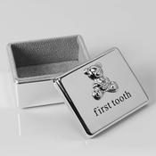 Bambino Silver Plated First Tooth Box with Teddy Icon