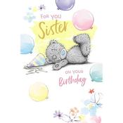 Me to You Sister On Your Birthday Bear With Party Hat Card