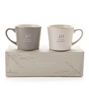 Amore Set of 2 Grey &amp; White Mugs - 40th Anniversary