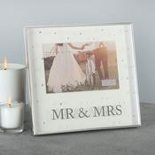 Silverplated Mr &amp; Mrs Box Frame with Crystals 6" x 4"