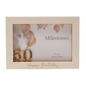 50th 3D Birthday Gold Frame 6" x 4"